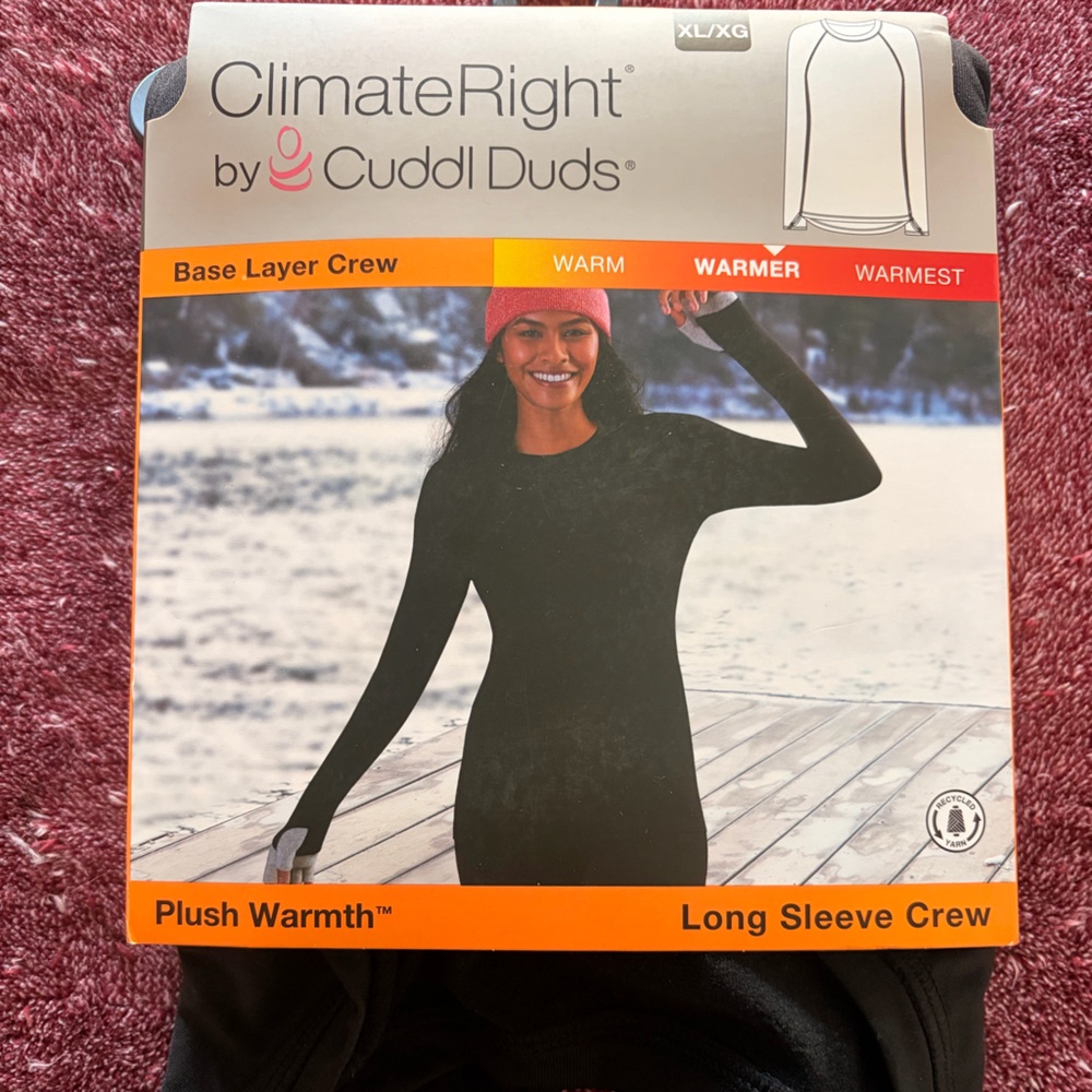 Cuddl Duds Black Crew Neck Top